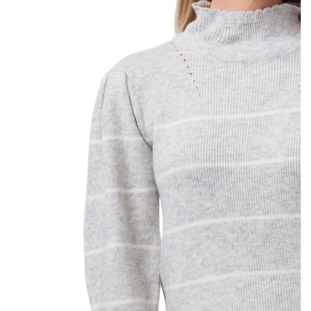 CECE Striped Mock Neck Sweater